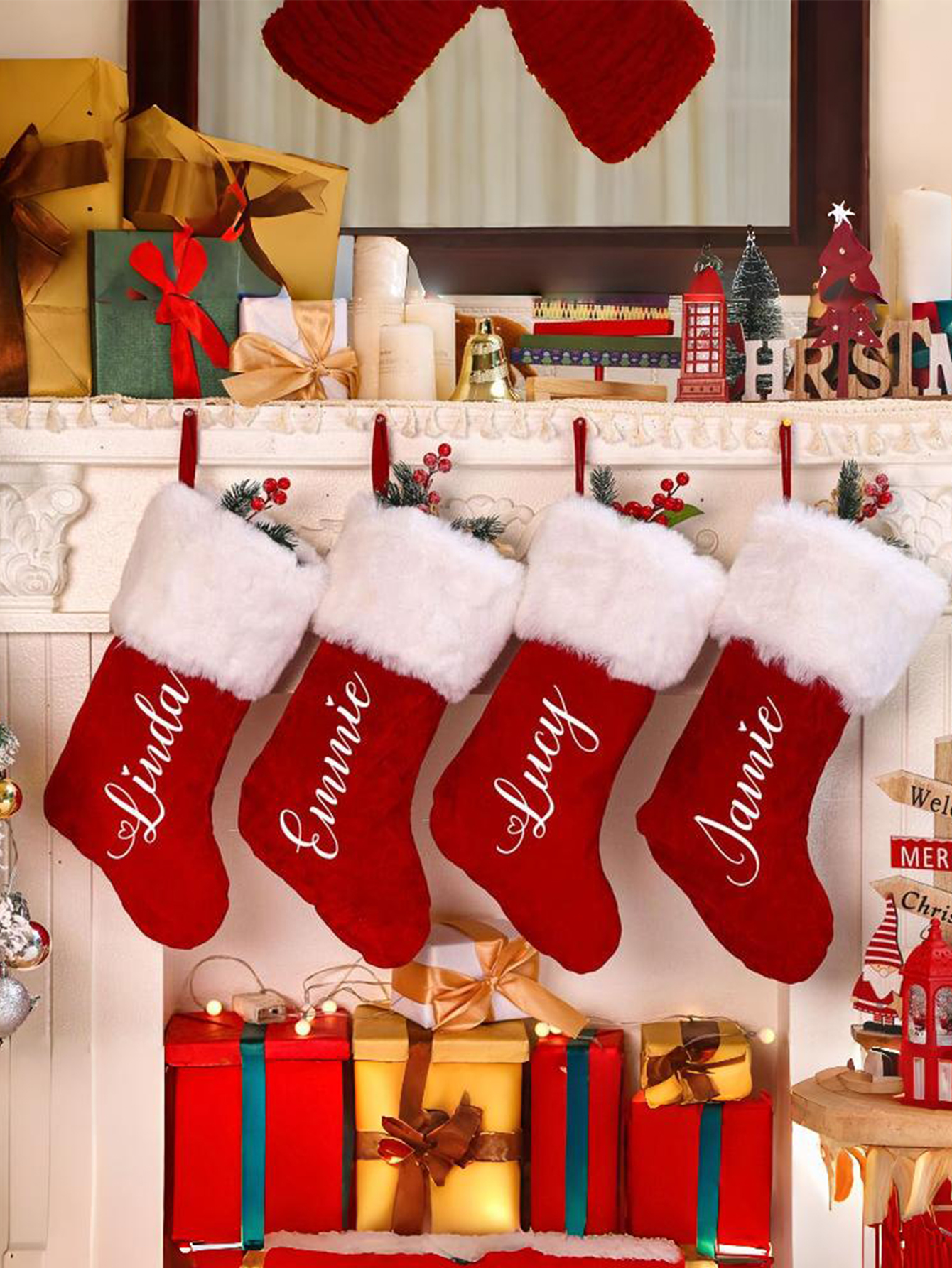 Personalized Red Plush Christmas Stockings